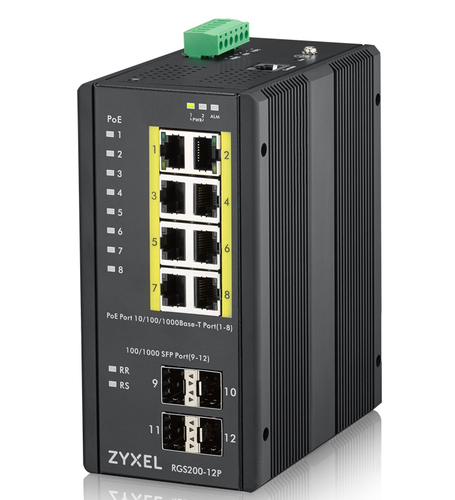 Zyxel RGS200-12P L2 Managed Switch, 8x RJ-45, Backplane: 24 Gbit/s, PoE Zyxel RGS200-12P L2 Managed Switch, 8x RJ-45, Backplane: 24 Gbit/s, PoE