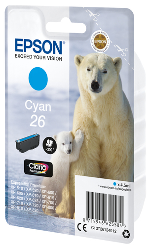 Epson C13T26124012, original, cyan, Tinte Epson C13T26124012, original, cyan, Tinte