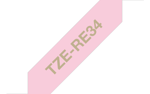 Brother TZE-RE34 Etiketten erstellendes Band Gold auf Rosa