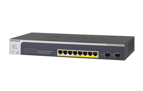 NETGEAR GS510TPP L2&sol;L3&sol;L4 Managed Switch&comma; 8x RJ-45&comma; Backplane&colon; 20 Gbit&sol;s&comma; PoE