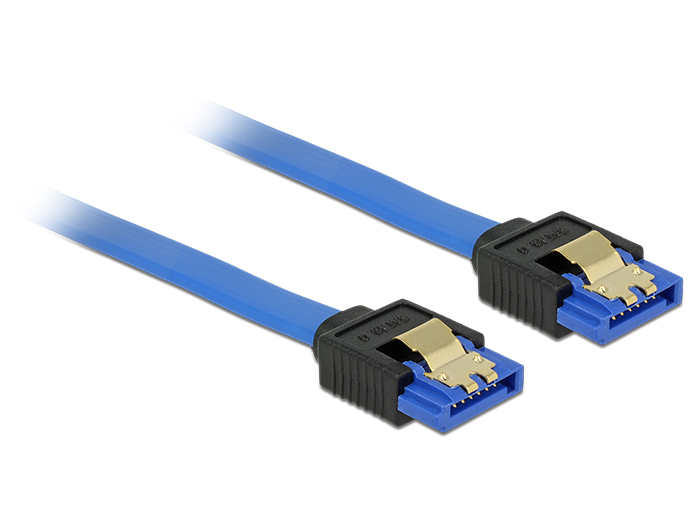 0,7m SATA Anschlusskabel blau gerade/gerade, Goldclips 0,7m SATA Anschlusskabel blau gerade/gerade, Goldclips