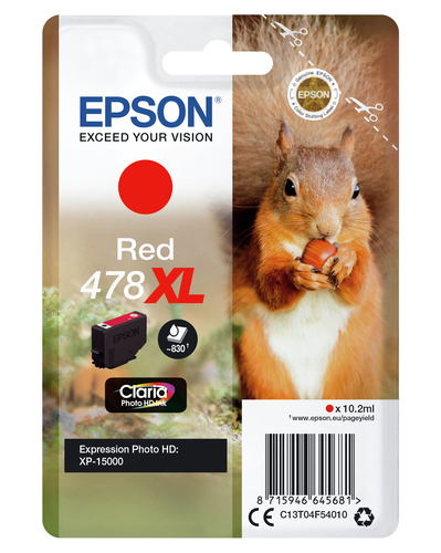 Epson Singlepack Red 478XL Claria Photo HD Ink&comma; original&comma; rot