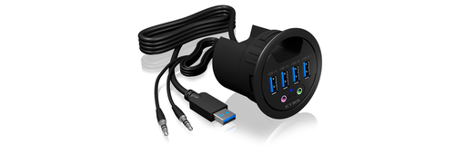 ICY BOX IB-HUB1403A&comma; 4 Port USB 3&period;2 Gen 1 Type-A Tisch-Hub mit Audio Ein-&sol;Ausgang