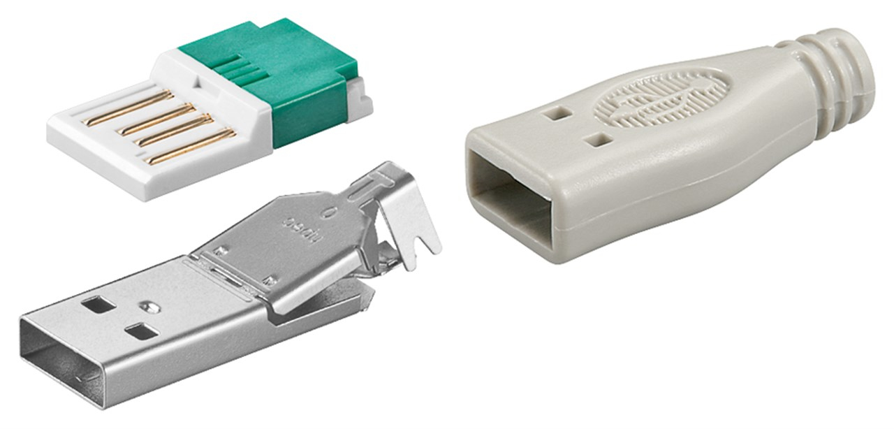 Goobay USB A-Stecker zur werkzeugfreien Crimp-Montage inkl&period; T&uuml;lle