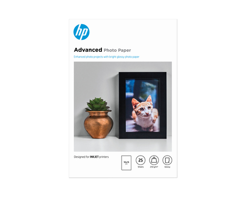 HP Advanced Glossy Photo Paper-25 sht&sol;10 x 15 cm borderless