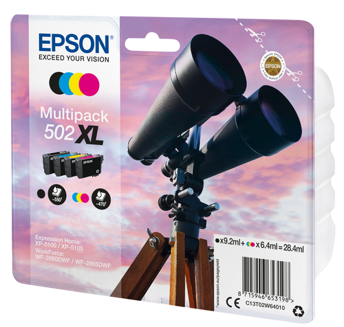 Epson 502XL&comma; original&comma; schwarz&comma; cyan&comma; magenta&comma; gelb&comma; Tinte