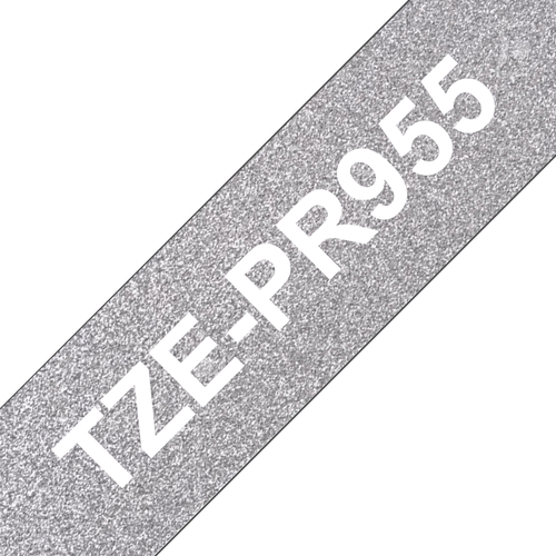 Brother TZE-PR955, Schriftbandkassette, weiß auf silber Brother TZE-PR955, Schriftbandkassette, weiß auf silber