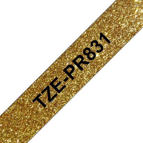 Brother TZE-PR831&comma; Schriftbandkassette&comma; schwarz auf gold
