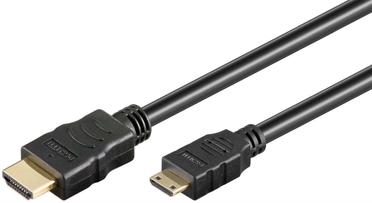 5m High Speed Mini 1.4 HDMI-Kabel, Typ A > Typ C stecker/ stecker mit Ethernet für 4k/30Hz schwarz goobay