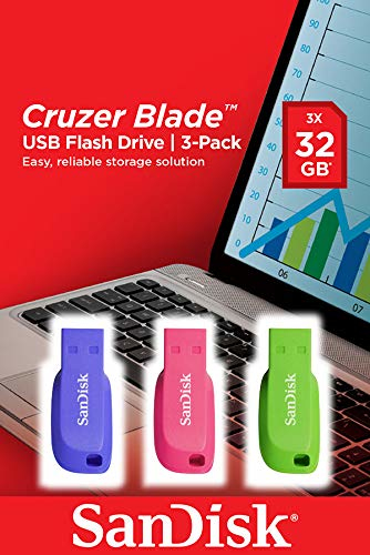 32 GB SanDisk Cruzer Blade blau/grün/rosa 32 GB SanDisk Cruzer Blade blau/grün/rosa