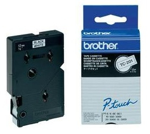 Brother Gloss Laminated Labelling Tape - 12mm, Black/White, 10-pk, Schriftbandkassette, 1,2 cm Brother Gloss Laminated Labelling Tape - 12mm, Black/White, 10-pk, Schriftbandkassette, 1,2 cm