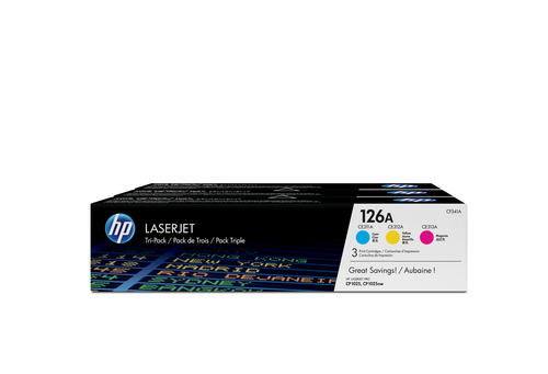 HP 126A 3-pack Cyan/Magenta/Yellow Original LaserJet Toner Cartridges, original, cyan, magenta, gelb, Toner HP 126A 3-pack Cyan/Magenta/Yellow Original LaserJet Toner Cartridges, original, cyan, magenta, gelb, Toner