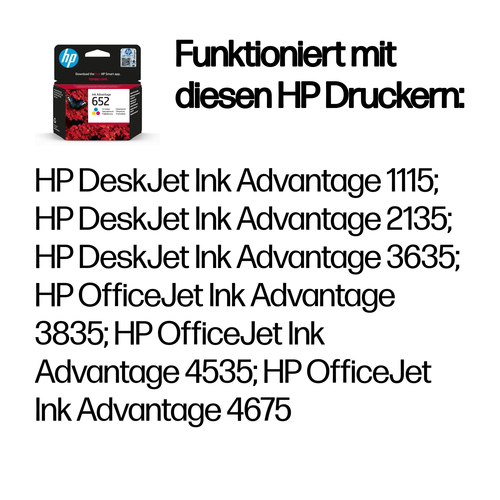 HP 652 Tri-color Original Ink Advantage Cartridge, original, cyan, magenta, gelb HP 652 Tri-color Original Ink Advantage Cartridge, original, cyan, magenta, gelb