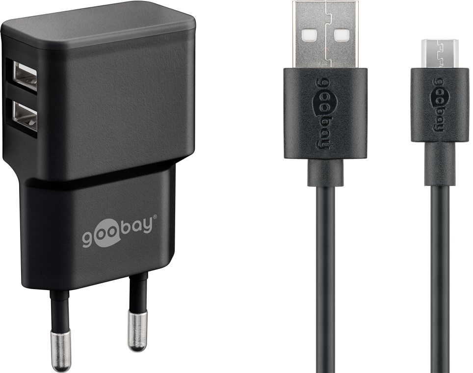 goobay 2,4 A USB 2.0-Netzteil Dual Set, goobay 2,4 A USB 2.0-Netzteil Dual Set,