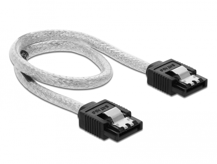 0,3m SATA-Kabel gerade, transparent, Stecker schwarz 0,3m SATA-Kabel gerade, transparent, Stecker schwarz