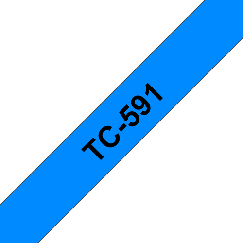 Brother TC-591, Schriftbandkassette, 9 mm, scwarz auf blau Brother TC-591, Schriftbandkassette, 9 mm, scwarz auf blau
