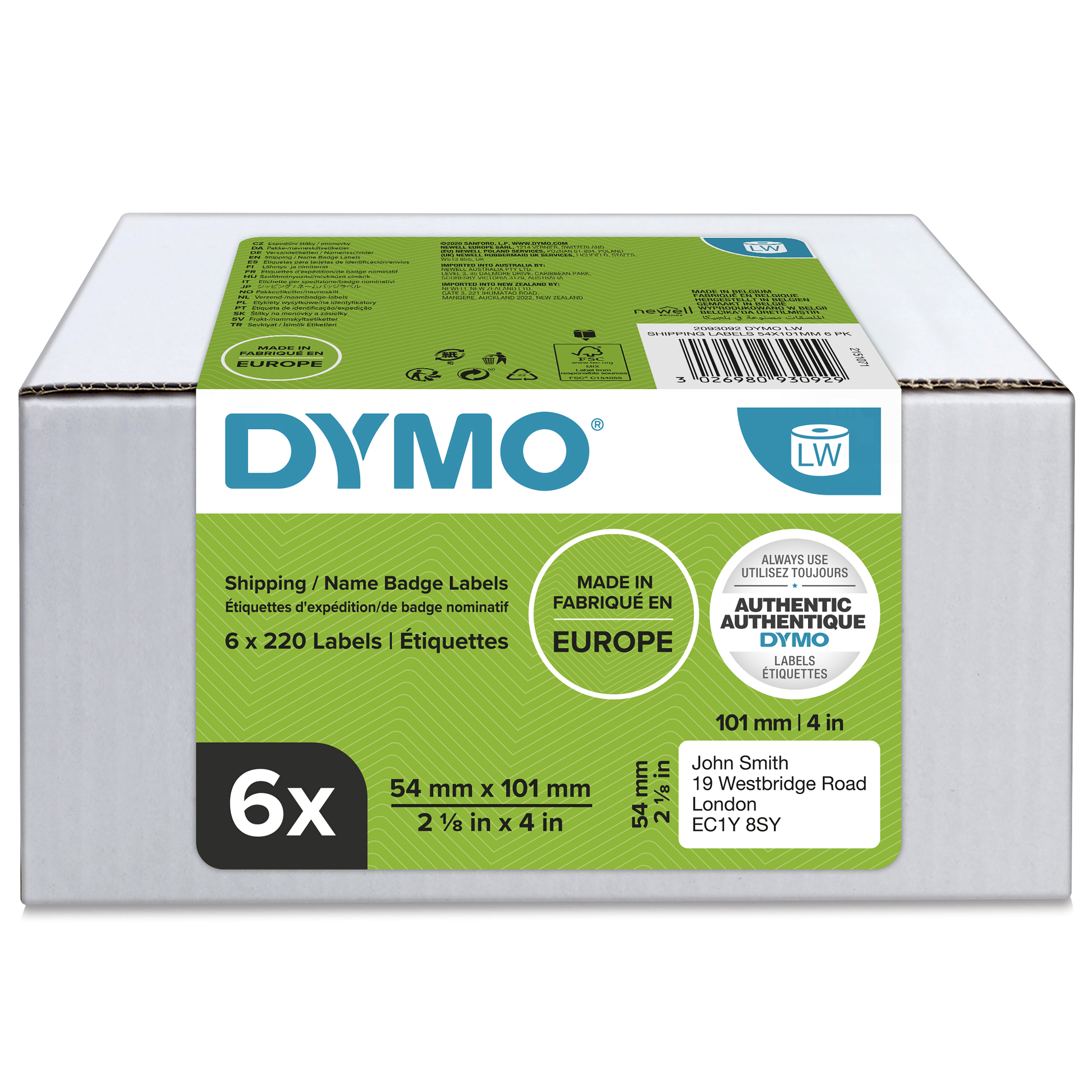 Dymo LabelWriter 99014 Etiketten 101x54mm, weiß, 6 Rollen Dymo LabelWriter 99014 Etiketten 101x54mm, weiß, 6 Rollen