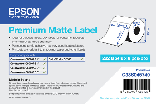 Epson Etikettenrolle, Normalpapier, 105x210mm Epson Etikettenrolle, Normalpapier, 105x210mm