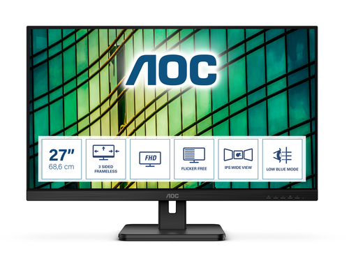 27 Zoll AOC 27E2QAE&comma; 68&comma;6cm TFT&comma; 75 Hz&comma; Full HD&comma; 4ms&comma; 1x HDMI&comma; 1x DP