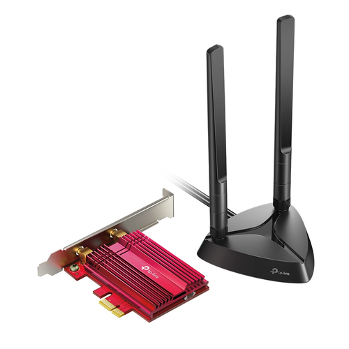 TP-Link Archer TX3000E, WLAN / Bluetooth, Wi-Fi 6 (802.11ax), 2402 Mbit/s, schwarz, rot TP-Link Archer TX3000E, WLAN / Bluetooth, Wi-Fi 6 (802.11ax), 2402 Mbit/s, schwarz, rot