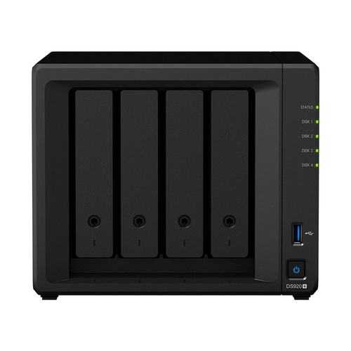 Synology DS920&plus;&comma; 4 GB RAM&comma; 4x Einsch&uuml;be&comma; 2x 1 GBit&sol;s LAN&comma; Mini Tower NAS schwarz