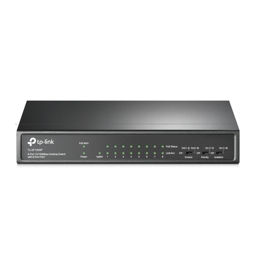 TP-Link TL-SF1009P Unmanaged Switch, 9x RJ-45, Backplane: 1,6 Gbit/s, PoE TP-Link TL-SF1009P Unmanaged Switch, 9x RJ-45, Backplane: 1,6 Gbit/s, PoE