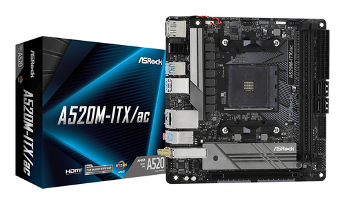 Asrock A520M-ITX&sol;ac&comma; micro ATX AM4 Mainboard&comma; 2x DDR4&comma; max&period; 64 GB&comma; 1x HDMI&comma; WiFi