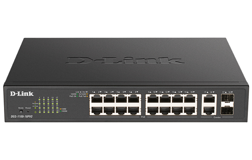 D-Link DGS-1100-18PV2 L2 Managed Switch, 16x RJ-45, Backplane: 36 Gbit/s, PoE D-Link DGS-1100-18PV2 L2 Managed Switch, 16x RJ-45, Backplane: 36 Gbit/s, PoE