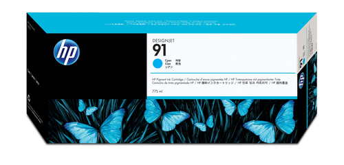 HP 91 775-ml Cyan DesignJet Pigment Ink Cartridge HP 91 775-ml Cyan DesignJet Pigment Ink Cartridge