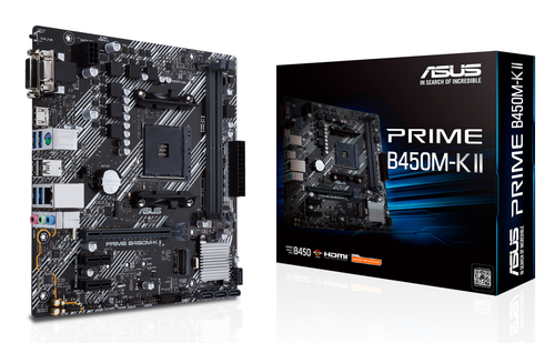 ASUS Prime B450M-K II, micro ATX AM4 Mainboard, 2x DDR4, max. 64 GB ASUS Prime B450M-K II, micro ATX AM4 Mainboard, 2x DDR4, max. 64 GB