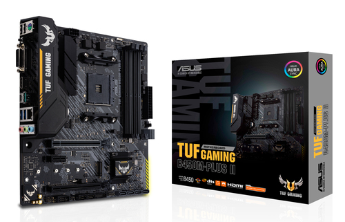ASUS TUF Gaming B450M-Plus II, micro ATX AM4 Mainboard, 4x DDR4, max. 128 GB, 1x HDMI, 1x USB-C ASUS TUF Gaming B450M-Plus II, micro ATX AM4 Mainboard, 4x DDR4, max. 128 GB, 1x HDMI, 1x USB-C
