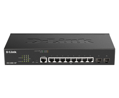 D-Link DGS-2000-10P L2/L3 Managed Switch, 8x RJ-45, Backplane: 20 Gbit/s, PoE D-Link DGS-2000-10P L2/L3 Managed Switch, 8x RJ-45, Backplane: 20 Gbit/s, PoE