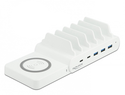 DeLOCK USB and Wireless Charger 2 x USB Type-C PD &plus; 3 x USB Type-A with 110 W