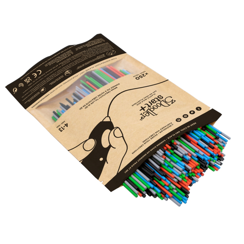 3Doodler Primary Pow Mixed Bag 250&comma; Kompostierbarer Kunststoff&comma; blau&comma; gr&uuml;n&comma; grau&comma; rot&comma; 1 g