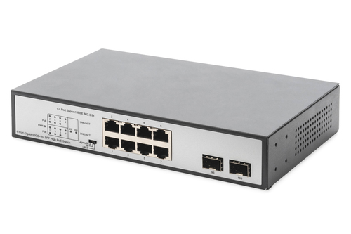 Digitus DN-95140 Unmanaged Switch&comma; 8x RJ-45&comma; Backplane&colon; 20 Gbit&sol;s&comma; PoE