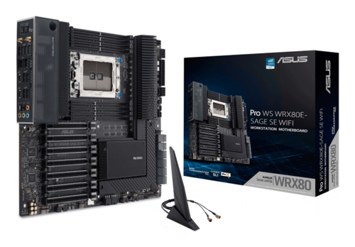 ASUS WRX80E-SAGE SE WIFI&comma; Erweitertes ATX SP3 Mainboard&comma; 8x DDR4&comma; max&period; 2 TB&comma; 9x USB-C&comma; WiFi
