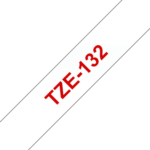 Brother TZE-132&comma; Schriftbandkassette&comma; 1&comma;2 cm&comma; rot auf transparent