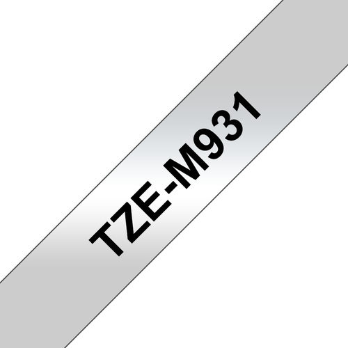 Brother TZE-M931&comma; Schriftbandkassette&comma; 1&comma;2 cm&comma; schwarz auf silber