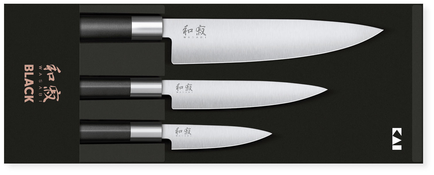KAI Wasabi Black Kochmesser-Set&comma; 3-tlg&period; 