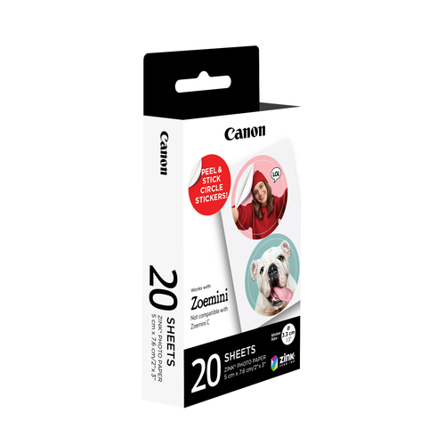 Canon ZINK Fotopapier mit vorgestanzten runden Stickern mit 33 mm Durchmesser, 20 Blatt Canon ZINK Fotopapier mit vorgestanzten runden Stickern mit 33 mm Durchmesser, 20 Blatt