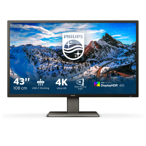 42&period;5 Zoll Philips 439P1&sol;00&comma; 108cm TFT&comma; 60 Hz&comma; 4K Ultra HD&comma; 4ms&comma; 3x HDMI&comma; 1x DP&comma; integrierter USB-Hub