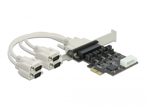 DeLOCK PCI Express x1 Karte zu 4 x Seriell RS-232 mit Spannungsversorgung 5 V &sol; 12 V