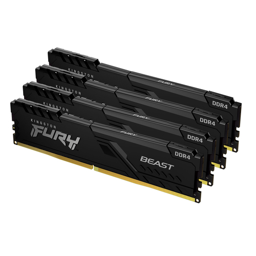 DDR4RAM 4 x 8GB DDR4-3200, Kingston Technology FURY Beast 32GB 3200MT/s DDR4 CL16 DIMM (4er-Kit) Black, DIMM, CL16 Kit DDR4RAM 4 x 8GB DDR4-3200, Kingston Technology FURY Beast 32GB 3200MT/s DDR4 CL16 DIMM (4er-Kit) Black, DIMM, CL16 Kit