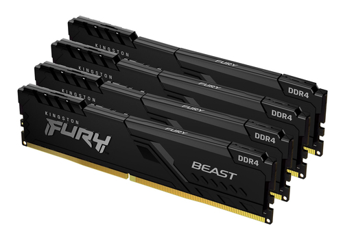 DDR4RAM 4 x 16GB DDR4-3200, Kingston Technology FURY Beast 64GB 3200MT/s DDR4 CL16 DIMM (4er-Kit) Black, DIMM, CL16 Kit DDR4RAM 4 x 16GB DDR4-3200, Kingston Technology FURY Beast 64GB 3200MT/s DDR4 CL16 DIMM (4er-Kit) Black, DIMM, CL16 Kit
