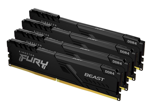 DDR4RAM 4 x 16GB DDR4-3600, Kingston Technology FURY Beast 64GB 3600MT/s DDR4 CL18 DIMM (4er-Kit) Black, DIMM, CL18 Kit DDR4RAM 4 x 16GB DDR4-3600, Kingston Technology FURY Beast 64GB 3600MT/s DDR4 CL18 DIMM (4er-Kit) Black, DIMM, CL18 Kit
