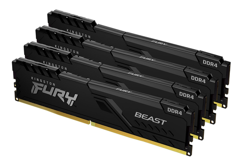 DDR4RAM 4 x 16GB DDR4-3200&comma; Kingston Technology FURY Beast 64GB 3200MT&sol;s DDR4 CL16 DIMM &lpar;4er-Kit&rpar; 1Gx8 Black&comma; DIMM&comma; CL16 Kit