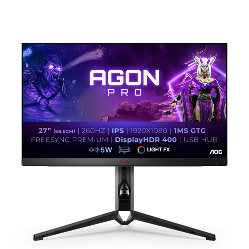 27 Zoll AOC AG274FZ&comma; 68&comma;6cm TFT&comma; 260 Hz&comma; Full HD&comma; 1ms&comma; 2x HDMI&comma; 2x DP&comma; integrierter USB-Hub