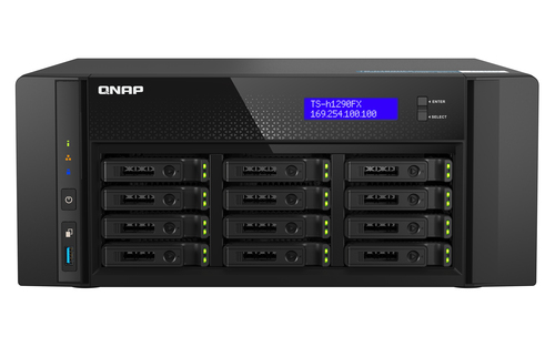 QNAP TS-h1290FX, 64 GB RAM, 12x Einschübe, 2x 25 GBit/s LAN, Tower NAS schwarz QNAP TS-h1290FX, 64 GB RAM, 12x Einschübe, 2x 25 GBit/s LAN, Tower NAS schwarz