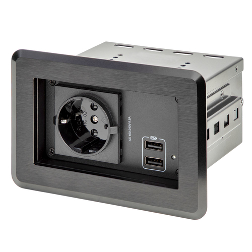 StarTech&period;com Tischanschlussfeld mit Einbausteckdose mit 2x USB-Anschl&uuml;ssen