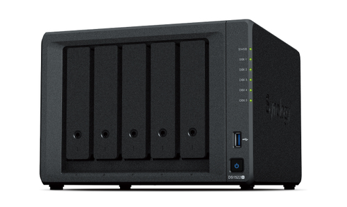 Synology DS1522&plus;&comma; 8 GB RAM&comma; 5x Einsch&uuml;be&comma; 4x 1 GBit&sol;s LAN&comma; Tower NAS schwarz